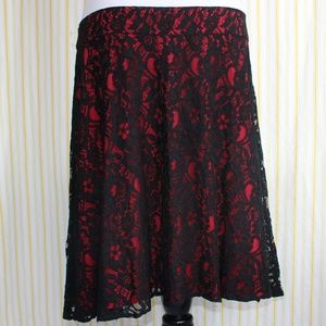 Torrid Red Skirt with Black lace overlay